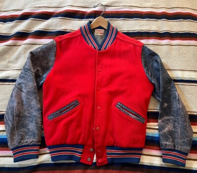 1950s Wilson Red and Blue Varsity Leterman's Jacket Size 44