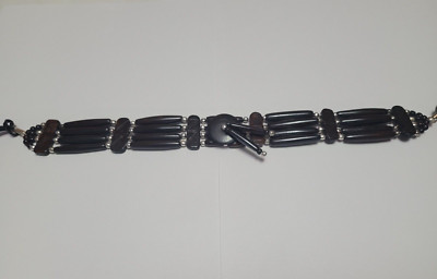 Buffalo Bone 4 Line Choker Beaded Tribal Native American Necklace Black