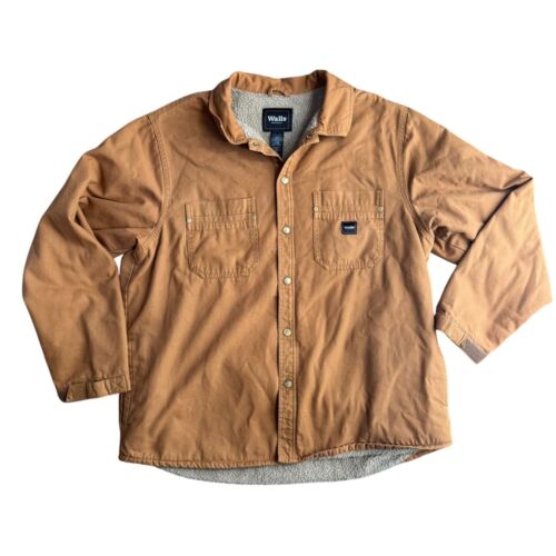 Walls Mens Workwear Sherpa Lined Snap Button Up Shirt Jacket XL Chore Canvas - Picture 3 of 5