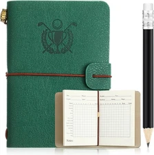 Yexiya Golf Scorecard Book with Pencil Leather Journal Notebook Green 