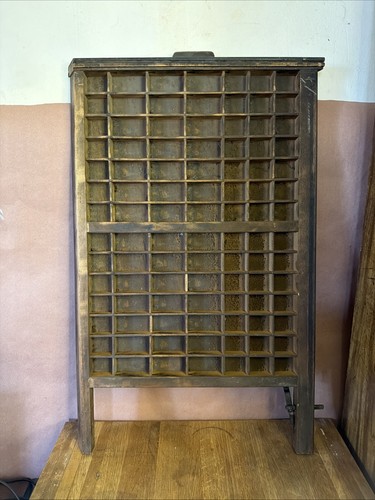Vintage Ludlow Printer Drawer Tray Mini Trinket Shelf 27.5x17.5” (98 Spots) #9