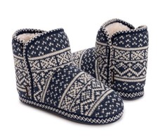 MUK LUKS Leigh Slipper Women's Slipper Dark Blue Print Shoes Size S 5 6 Slippers