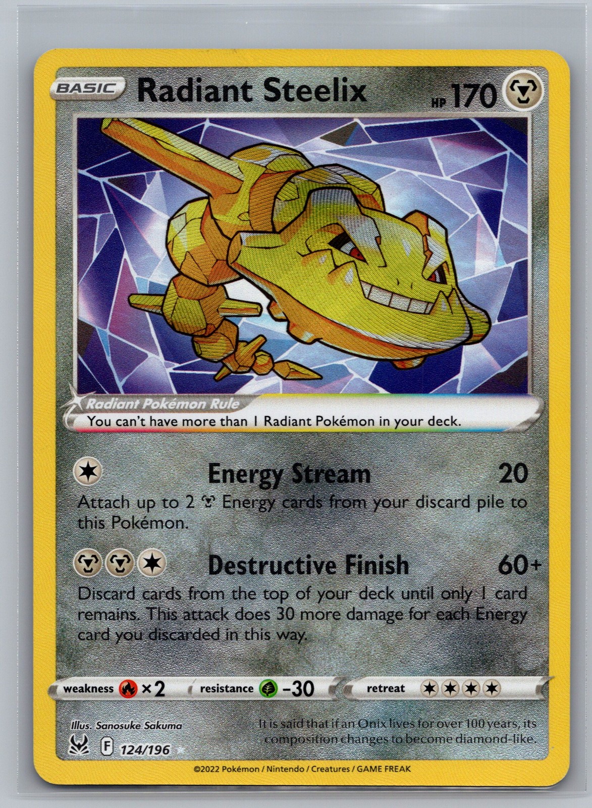 Pokemon Radiant Steelix SWSH11: Lost Origin #124/196 NM
