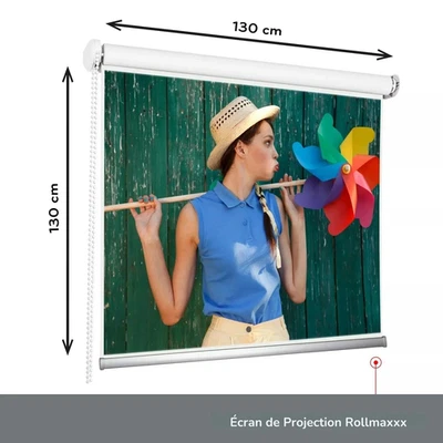 Écran de Projection 130x130 cm Extensible Blanc Montage Mural / Plafond - Photo 1/4