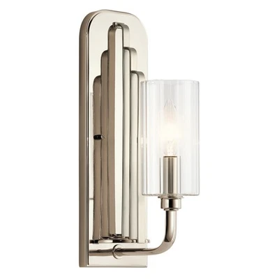 Applique Murale Art Nouveau E14 H: 35,5 CM Métal Verre En Nickel Lampe Couloir - Photo 1/4