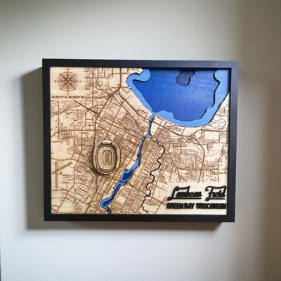 #ad Lambeau Field 3D Wooden Map Wall Art Green Bay Wisconsin $34.99