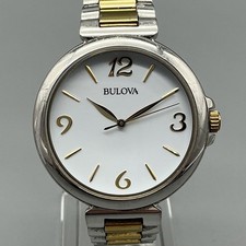 Bulova Womens Watch 37mm White Dial Two Tone 96L186 Easy Read New Battery 7"