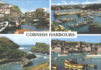 Vintage 1987 Cornish Harbours Postkarte - Mevagissey Newquay Boscastle St Ives