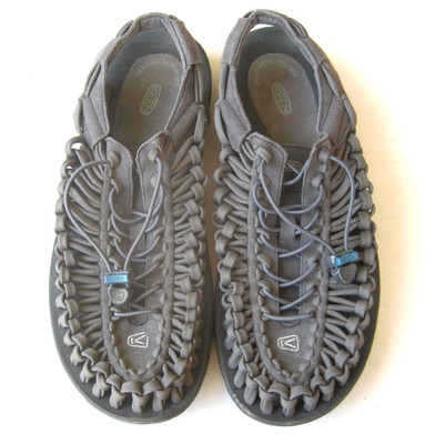 KEEN UNEEK Sz 11 Grey Braided Fisherman Sandals Shoes Mens EXCELLENT