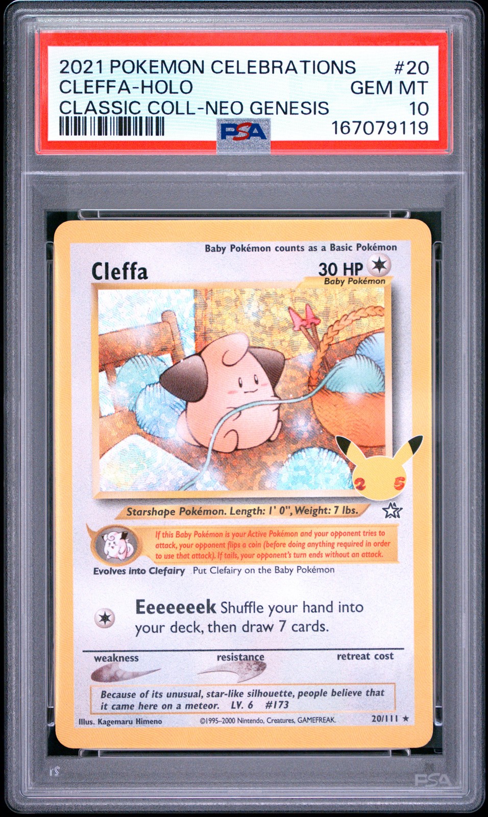 2021 POKEMON CELEBRATIONS CLASSIC COLLECTION #20 CLEFFA-HOLO PSA 10
