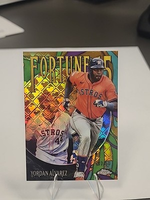 YORDAN ALVAREZ 2025 TOPPS CHROME LOGOFRACTOR FORTUNE 15 GOLD /50