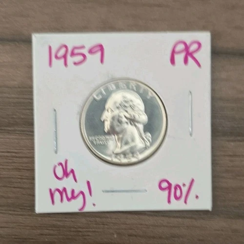 1959 Washington Quarter Proof 90% Silver 25C Uncirculated Coin