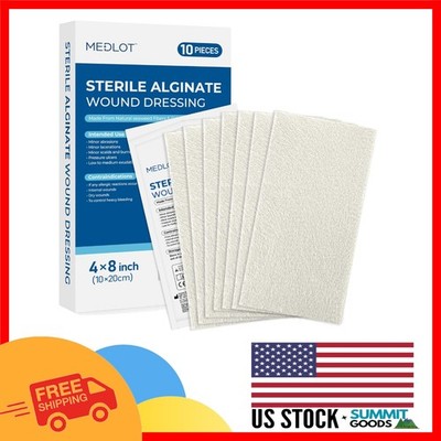 Sterile Non-Stick Calcium Alginate Dressing Pads, 10 Count for Quick Recovery