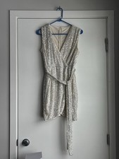 White Silver Sequence Cocktail Dress Night Out Dress Women’s S/M 