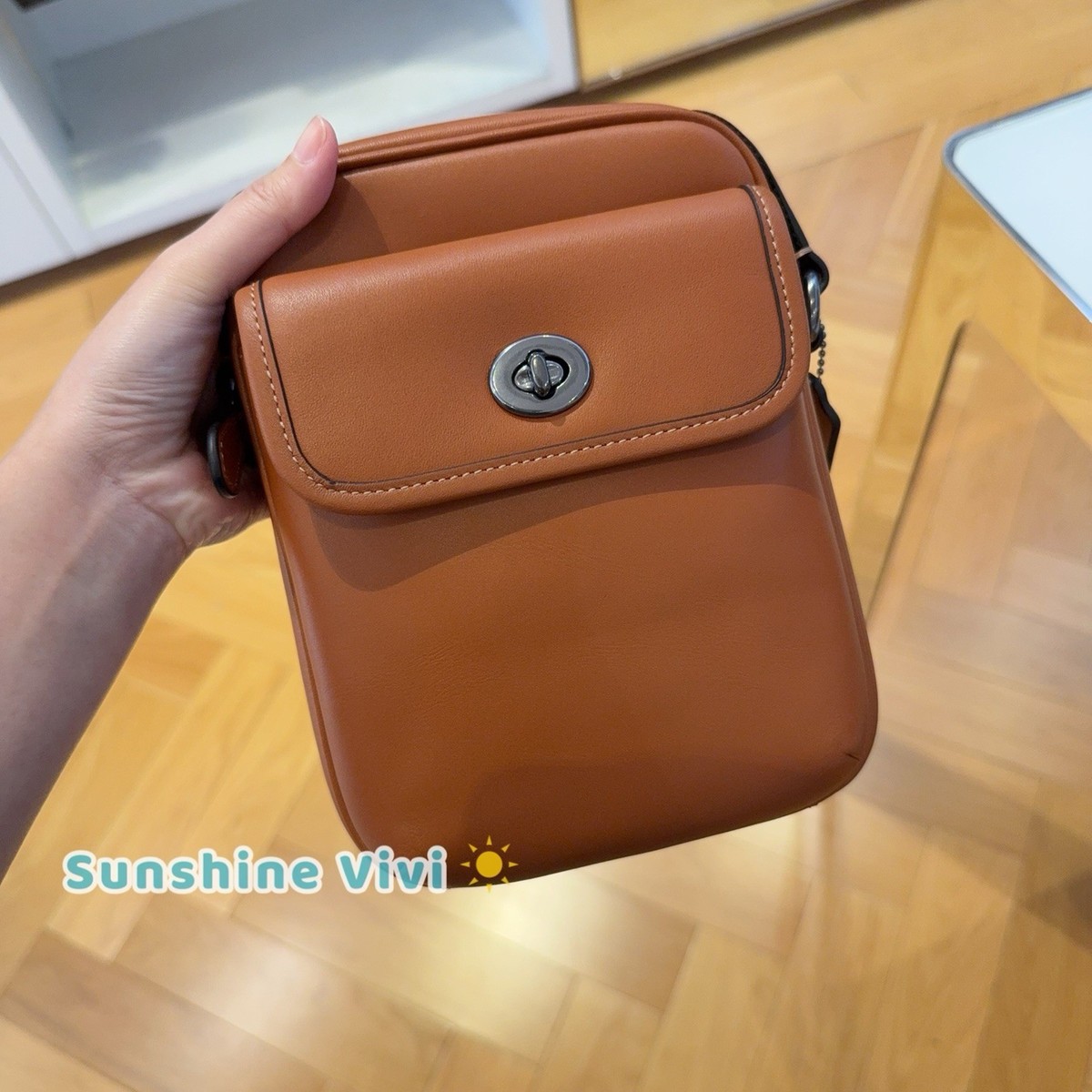 NWT Coach Turnlock Crossbody Bag Leathe CBI25 Gunmetal/Tan | eBay