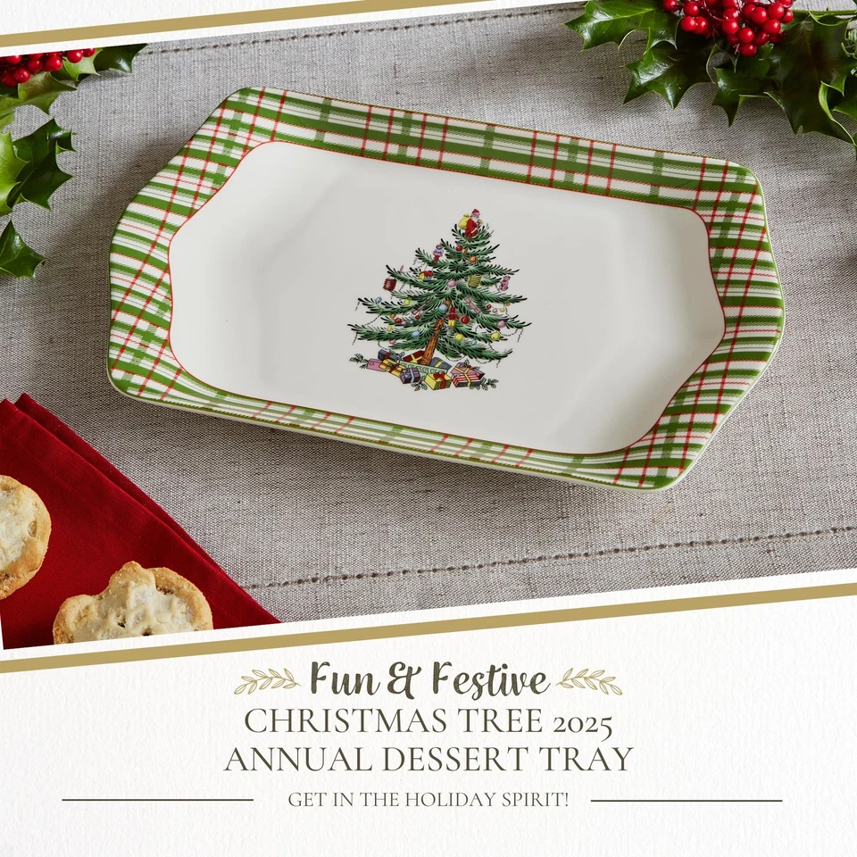 Christmas Tree 2025 Annual 12" Dessert Tray, Collector Porcelain Rectangular ... - Image 2 of 4