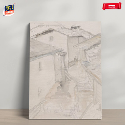 Vintage Cityscape Watercolor Sketch Canvas Print Poster Home Decor
