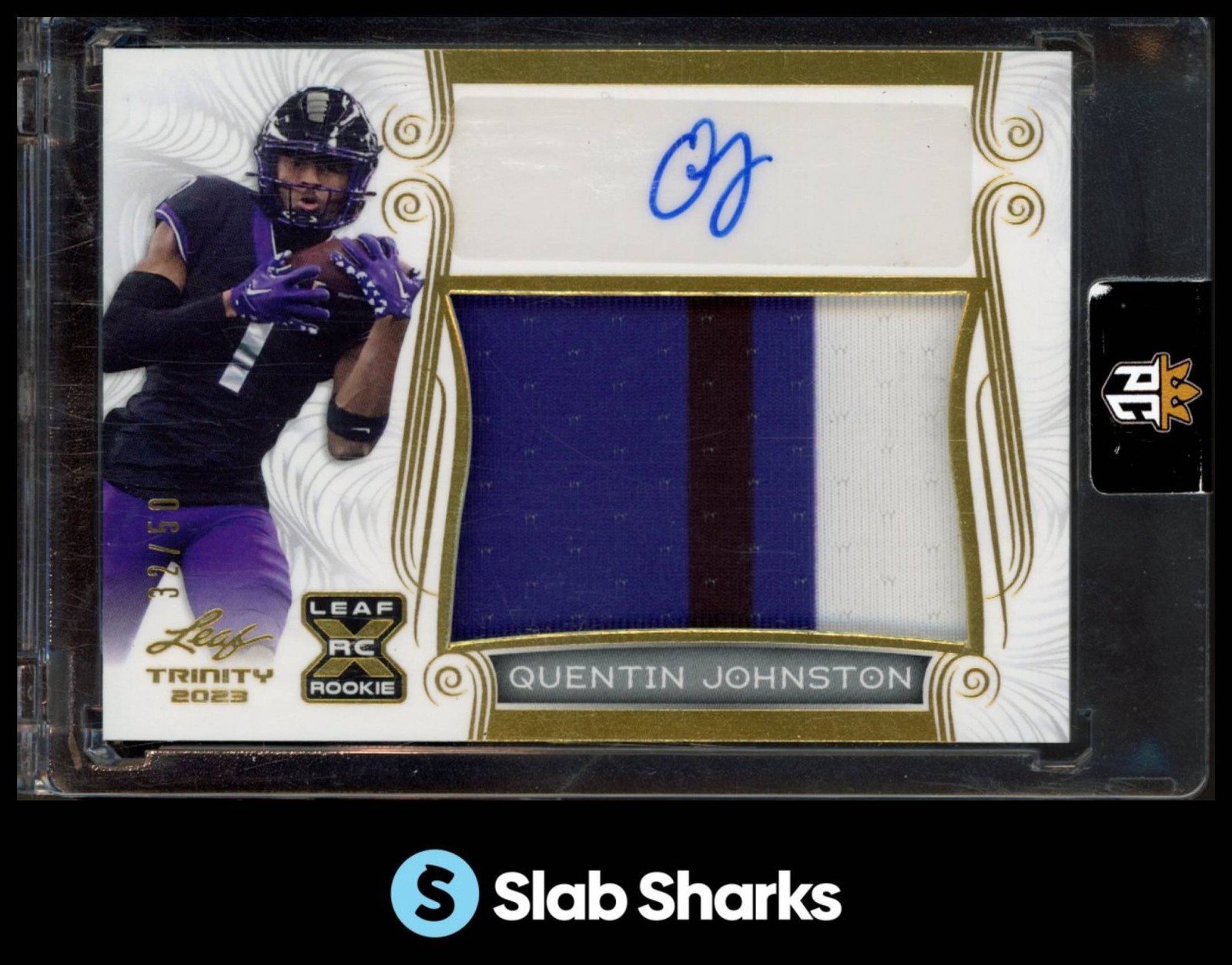 Quentin Johnston Leaf Trinity Patch Autographs #PAQJ1 Gold