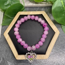 6.5 Plus Stretch Bracelet Stone/Glass Bead Rhinestone Charm New Free Ship B56