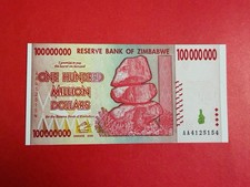 ZIMBABWE   100  MILLION DOLLARS 2008   PICK    80UNC