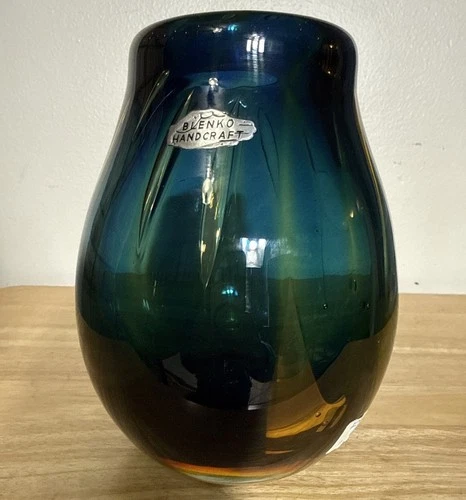 RARE Blenko Handmade Glass 8022  Designer’s Studio Vase Don Shepherd Design 1980