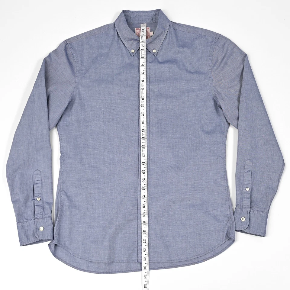 J. PRESS Blue Button Down Shirt Men's Large India Egyptian Cotton Ivy Preppy - Image 3 of 4