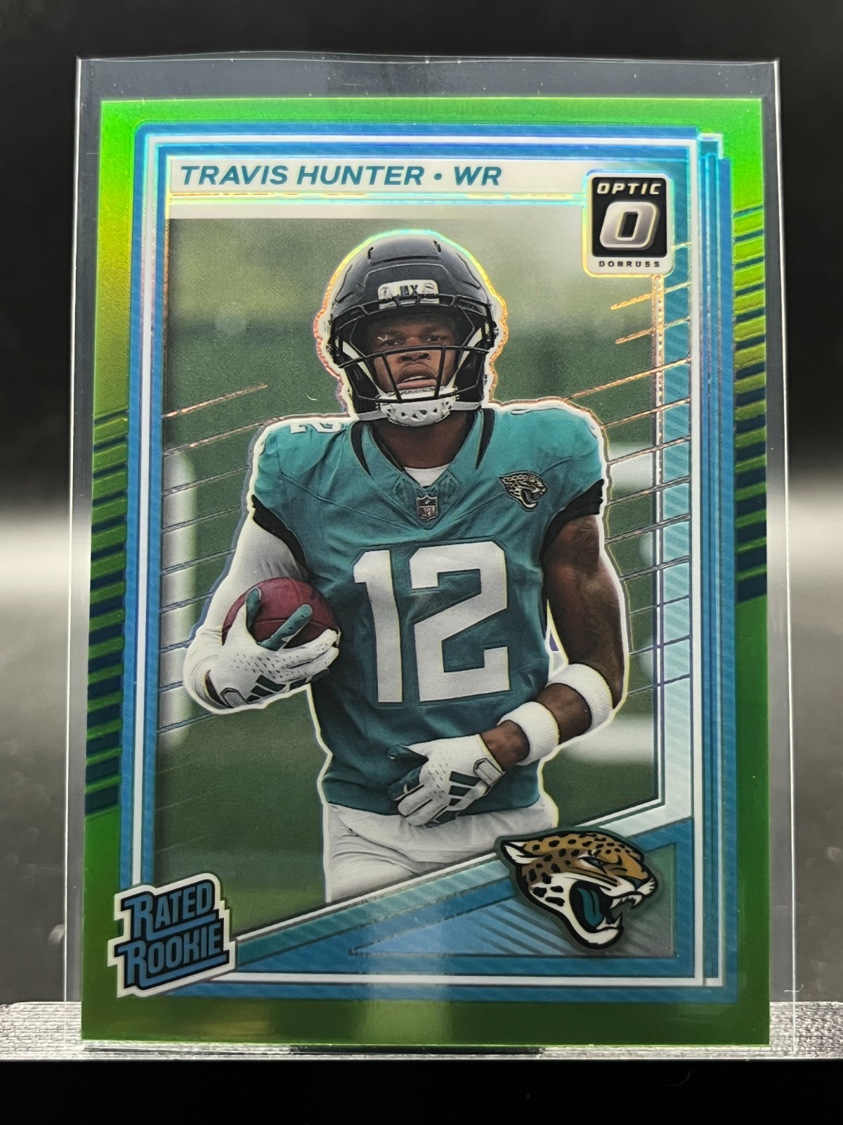 2025 Panini Donruss Optic Travis Hunter #201 Rated Rookie Lime Green 21/50