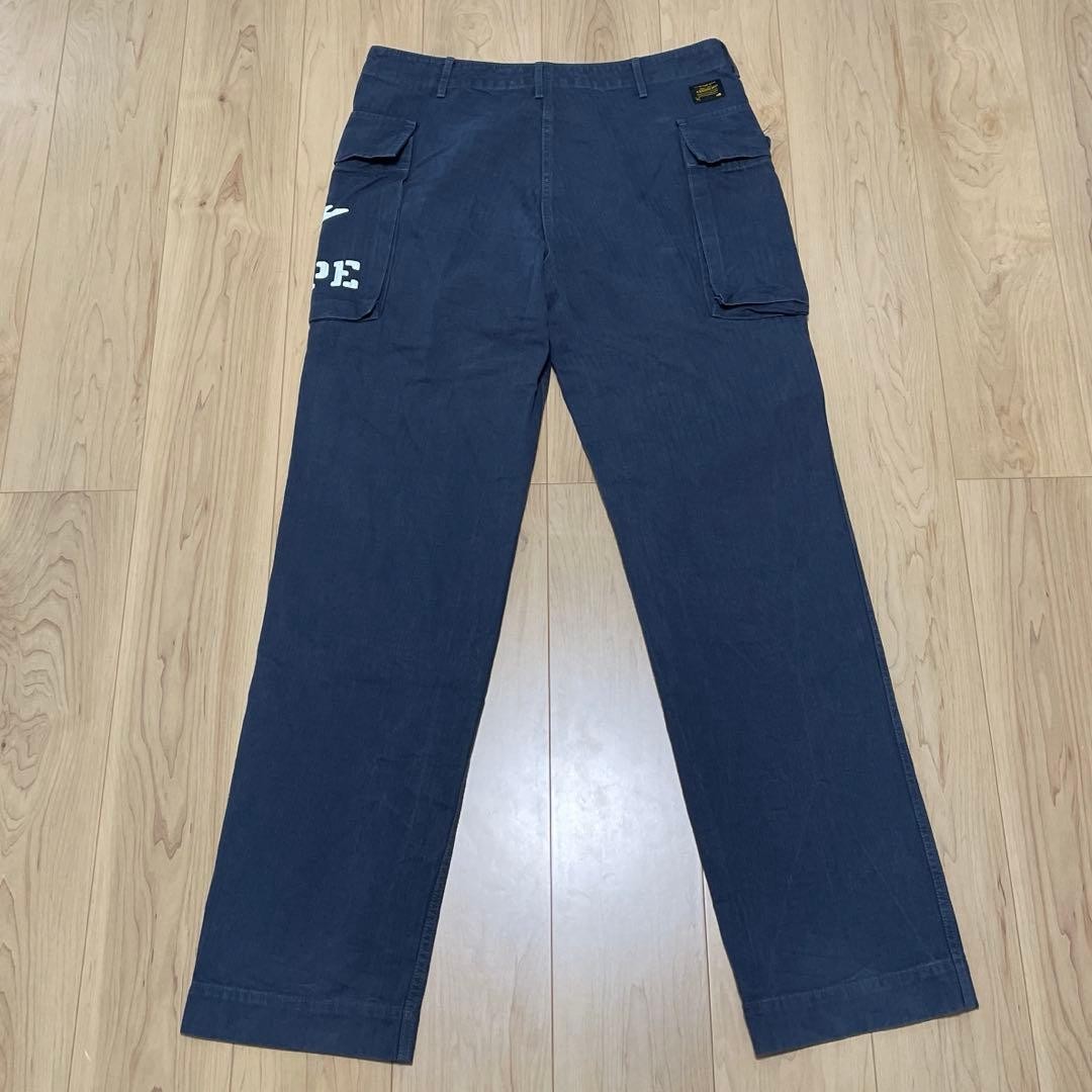 A Bathing Ape BAPE Cotton Herringbone Straight Cargo Pants Navy XL BA0226131 thumbnail 9