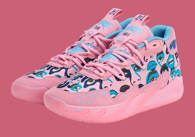 Men Puma MB.03 Kid Super LaMelo Ball Basketball Shoes Pink Blue Sz