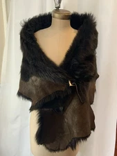 ❤️❤️RAW EDGE TOSCANA SHEARLING FUR WRAP STOLE (KARL DONOGHUE Made In England)❤️