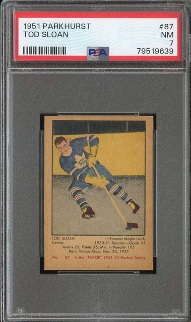1951-52 PARKHURST #87 TOD SLOAN PSA 7 (RC) MAPLE LEAFS *CC0109