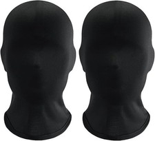 2 Pcs Black Full Face Spandex Masks Faceless Halloween Cosplay Unisex