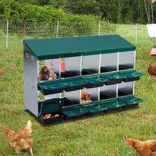 10-Hole Metal Chicken Coop Walk-in Hen House Poultry Cage Chicken Run with Cover