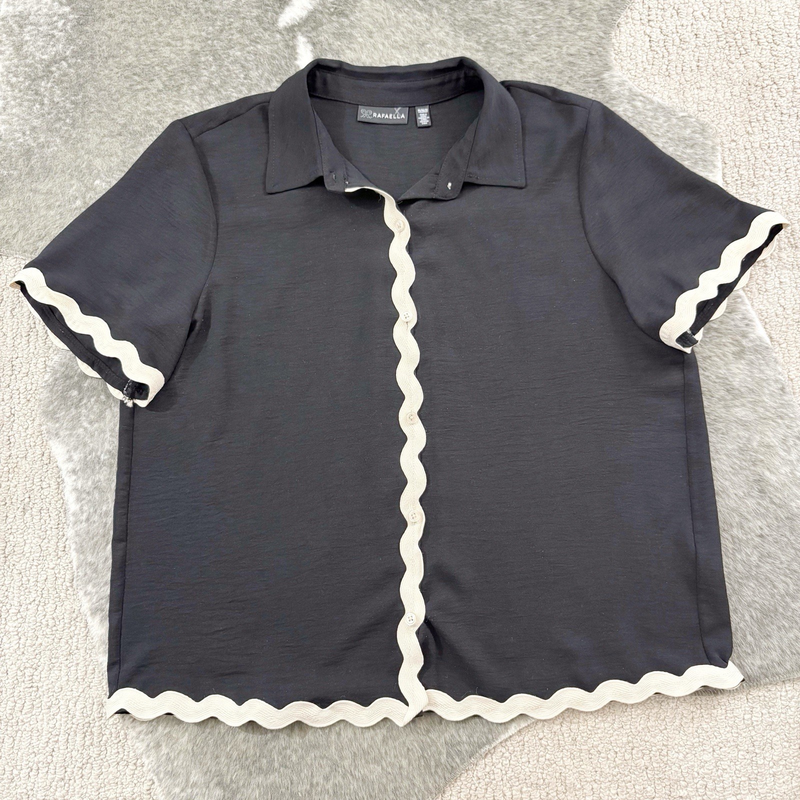 Rick Rack Button Down Blouse Medium - image 4