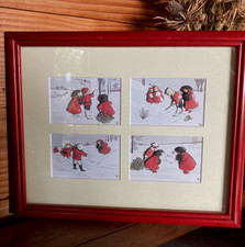 Gemälde Konvolut 4 Illustrationen von Pauli Ebner Kinder im Schnee 1920