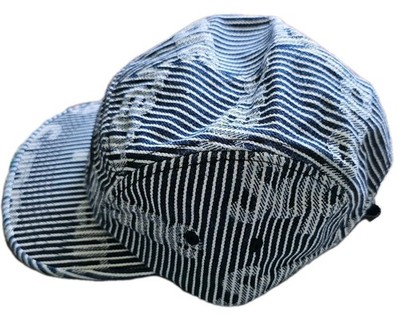 SUPREME DENIM CAMP CAP STRIPE - 24SS Painters Blue Navy Box Logo