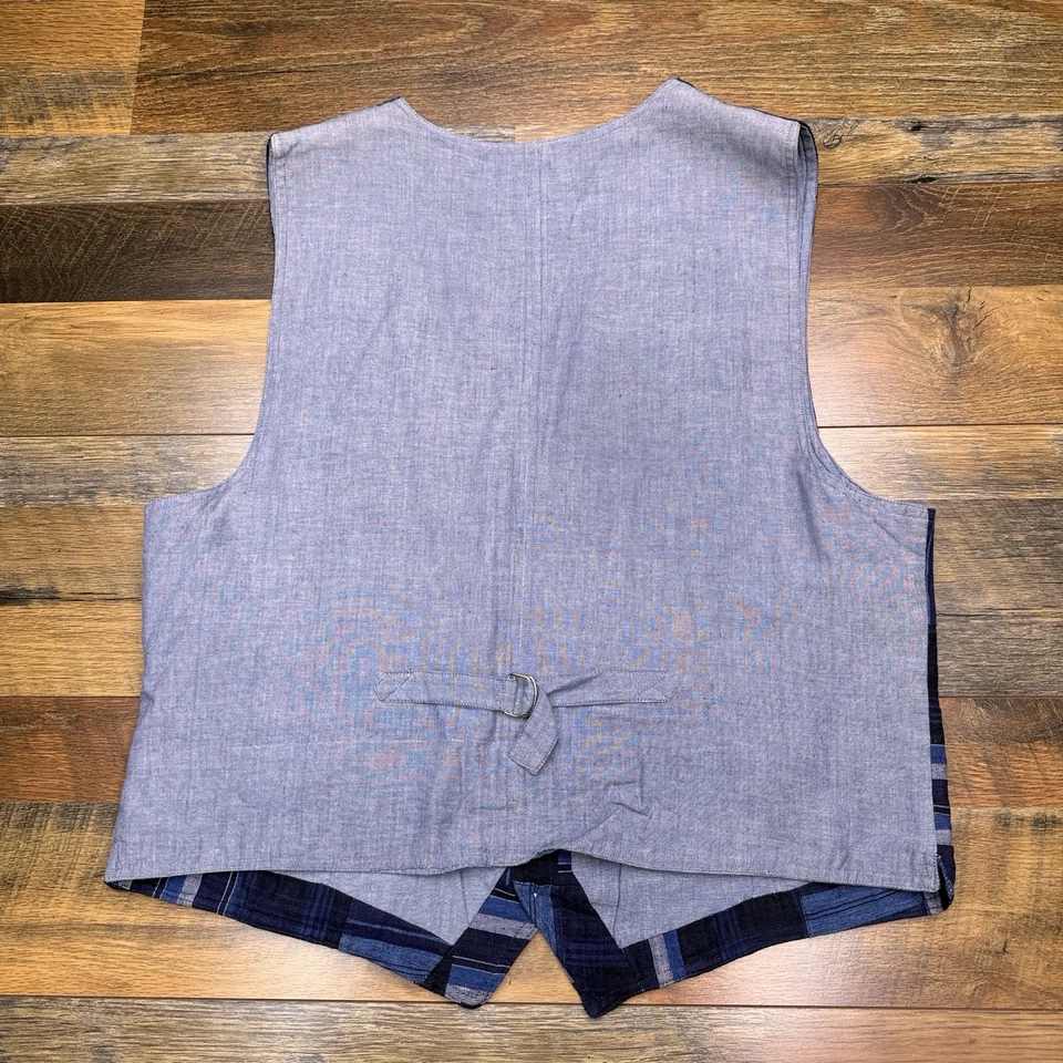 Chaleco Gloria Desteñido De Colección Para Hombre Grande Solapa Azul Foto 2 de 4