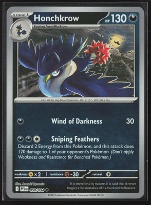 Honchkrow 058/094 Uncommon Phantasmal Flames Pokemon Reverse Holo Lightly Played