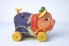 Vintage 1962 Fisher-Price Pudgy Pig #478 Pull Toy