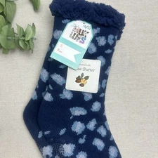 Muk Luks Women's Size L/XL (8.5-11) Cozy Cabin Socks Navy Blue Shea Butter NWT