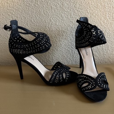 ZARA Zigisoho black CZ studs strappy 8.5 heels