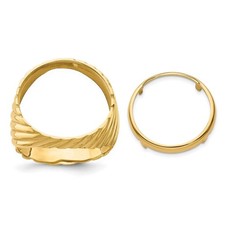 14k Yellow Gold Mens Polished Diagonal Flutin...