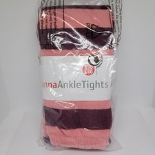 NEW Hanna Andersson Ankle Tights Girls 130 8 Footless Pink Burgundy Stripe