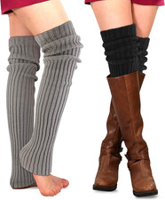 PHOGARY 2 Pairs Winter Leg Warmers Thigh High Socks over Knee Footless Socks Kni