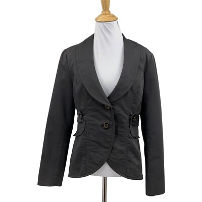 Cabi Jacket Womens 4 Gray Work It Blazer Button Belt Tulip Shawl Fitted Blazer
