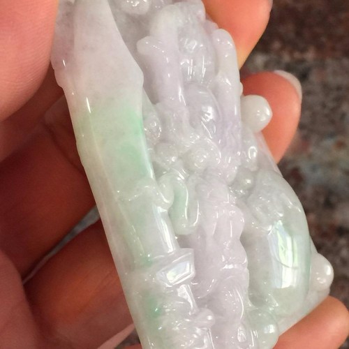 Certified 100% Natural Icy Jade Jadeite Lavender Dragon Pendant Grade A #P948 - Picture 5 of 11
