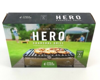 Fire & Flavor Hero Grill – Tragbarer Holzkohlegrill, Kompakt, Mit Kohle-Pods