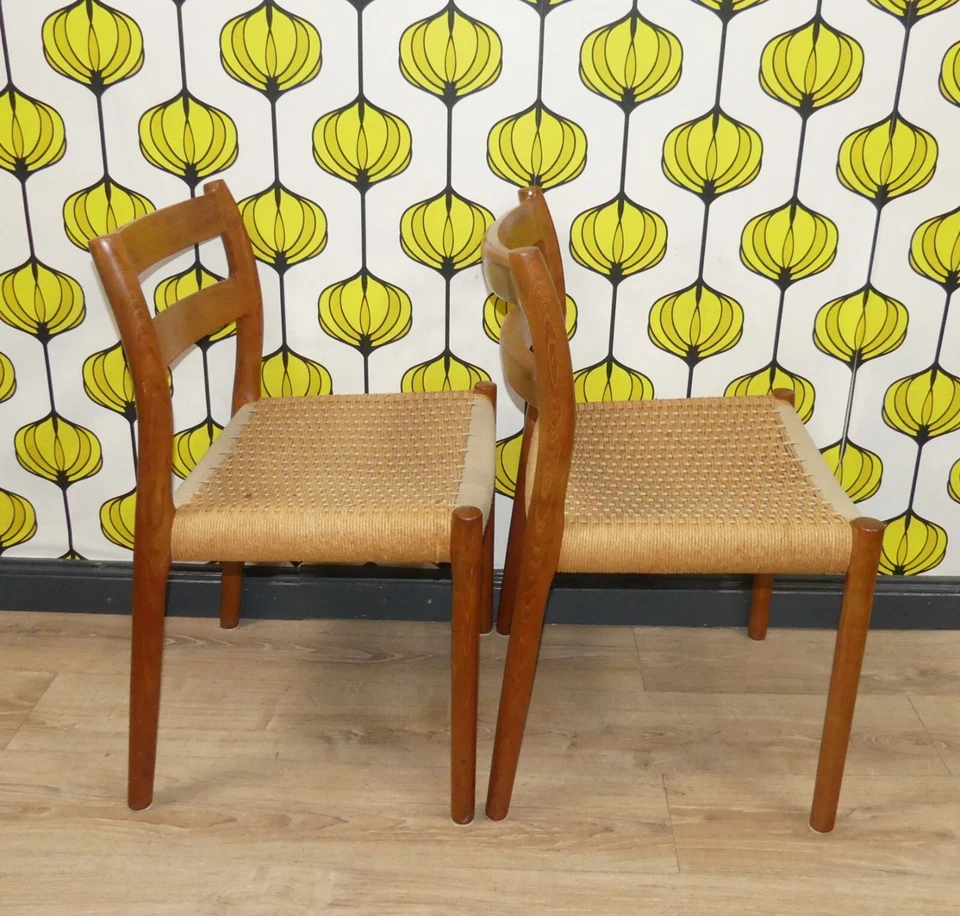 2er Stuhl Set Modell 84 Esszimmerstuhl Teak/Papierkordel von Niels Otto Møller - Bild 2 von 4