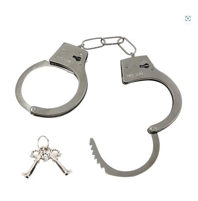 KIDS TOY METAL HANDCUFFS CUFFS POLICE FANCY DRESS CHILDREN'S PRETEND PLAY NEW
