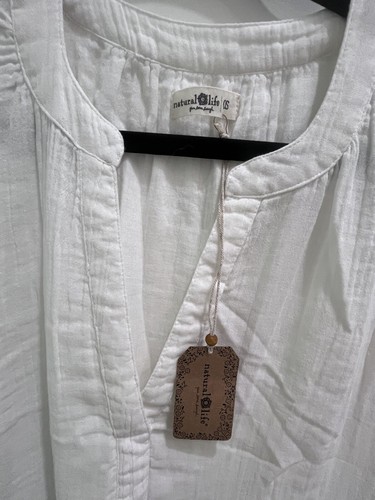 Encubrimiento de caftán blanco Natural Life talla única nuevo con etiquetas - Imagen 2 de 6